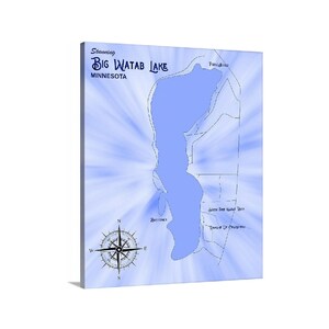 Big Watab Lake Minnesota Map Art Posters, Prints or Canvas Wraps Giclee Printing Arial Maps Locations Map Prints Wall Art Decor