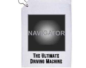 Serviette de golf Navigator Car Art 12 x 17 pouces avec crochet L'engin de conduite ultime, parfait pour les amateurs de golf