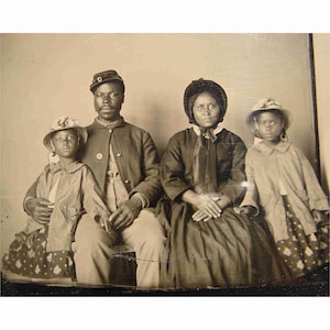 African American 8 x 10 Photo Vintage A Famous Vintage  Photo Buffalo Soldier Family during Civil War