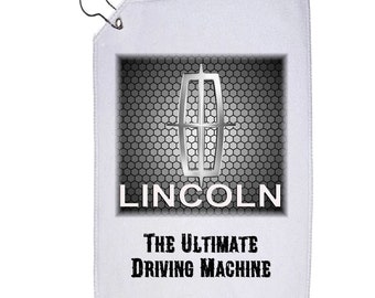 Serviette de golf Lincoln Car Art 12 x 17 pouces avec crochet La machine de conduite ultime, parfaite pour les amateurs de golf