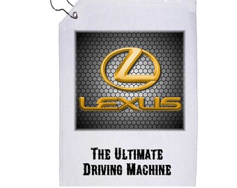 Serviette de golf Lexus Car Art 12 x 17 pouces Serviette avec crochet L'engin idéal pour les amateurs de golf