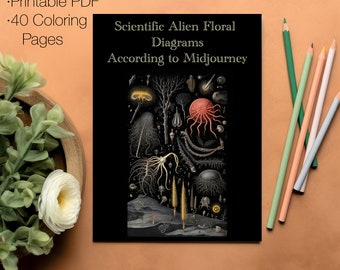 Scientific Alien Floral Diagrams According to Midjourney - Printable Coloring Pages