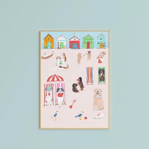 Dog Beach Print: Hand-Painted Coastal Nursery Art