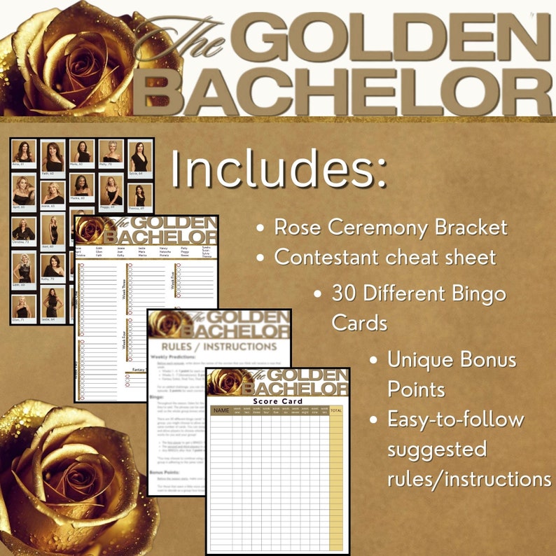 The Golden Bachelor Watch Party Bundle Bracket Bingo Bonus Points