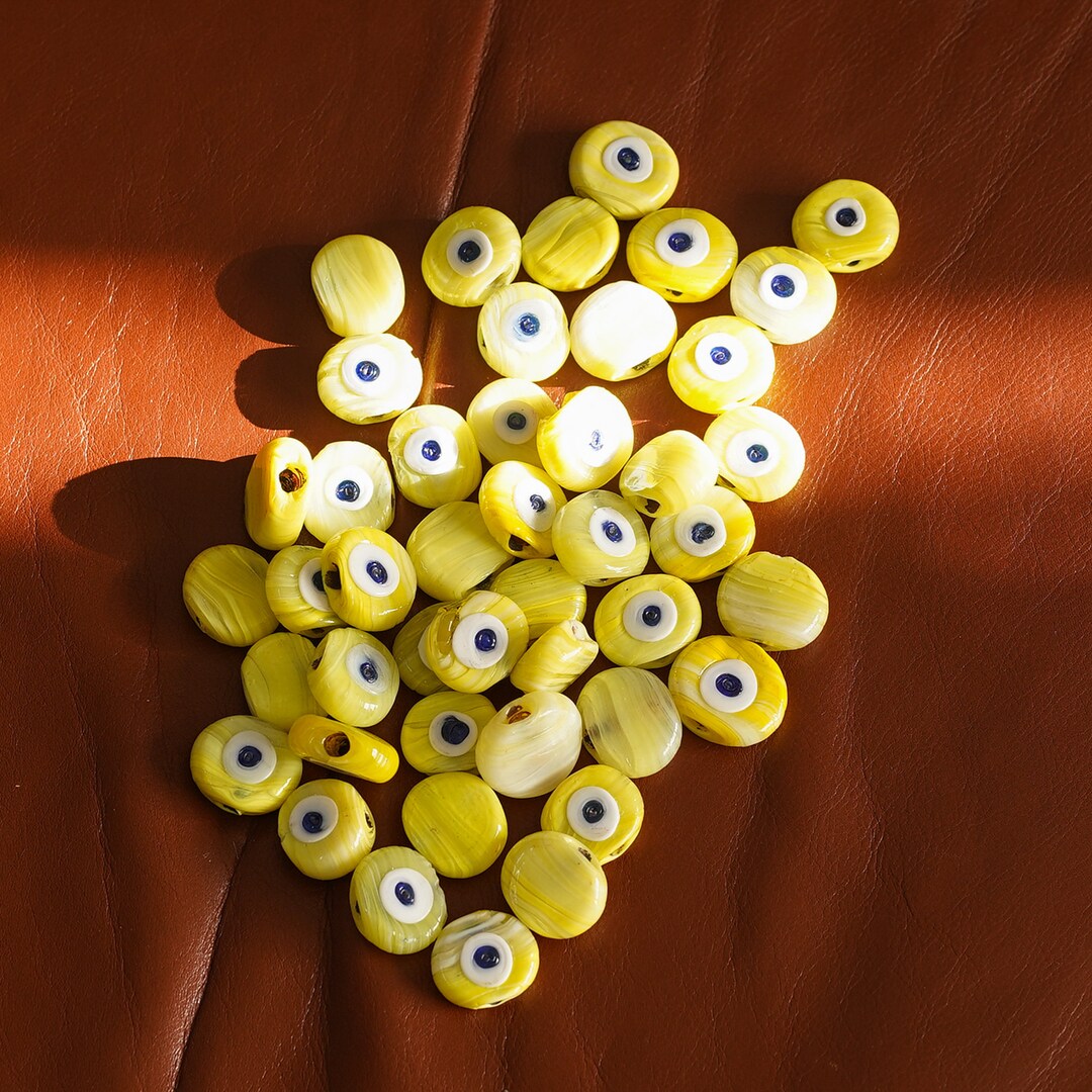Yellow Evil Eye Beads Evil Eye Protection Evil Eye Charm Etsy