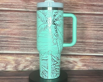 Palm Trees & Beach 40oz Stanley tumbler