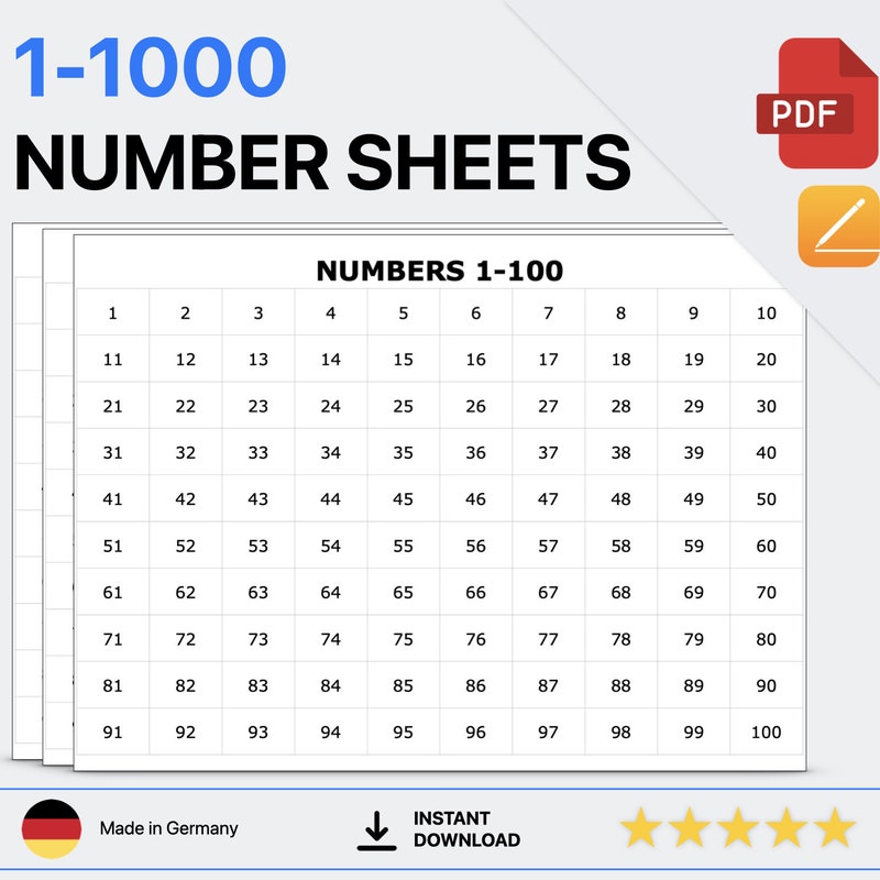  Foto zu 1 100 @chart printable - Etsy.de 
