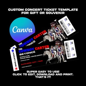 Plantilla de entradas para el concierto de Beyoncé Cowboy Carter 2025 - Descarga digital - Descarga instantánea