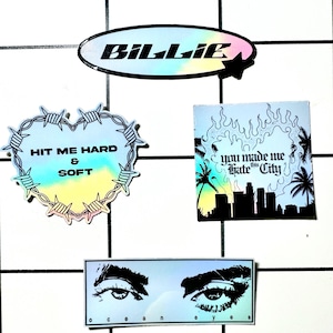 BILLIE STICKER PACK - Billie eilish sticker - hit me hard and soft - Holographic - Laptop Decal - Laptop Stickers - Billie tour stickers