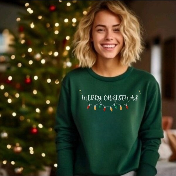 Dames schattig vrolijk kerstsweatshirt, kerstsweaters cadeau voor vrouwen, familie herfst winter crewneck sweatshirt, vakantie sweatshirt