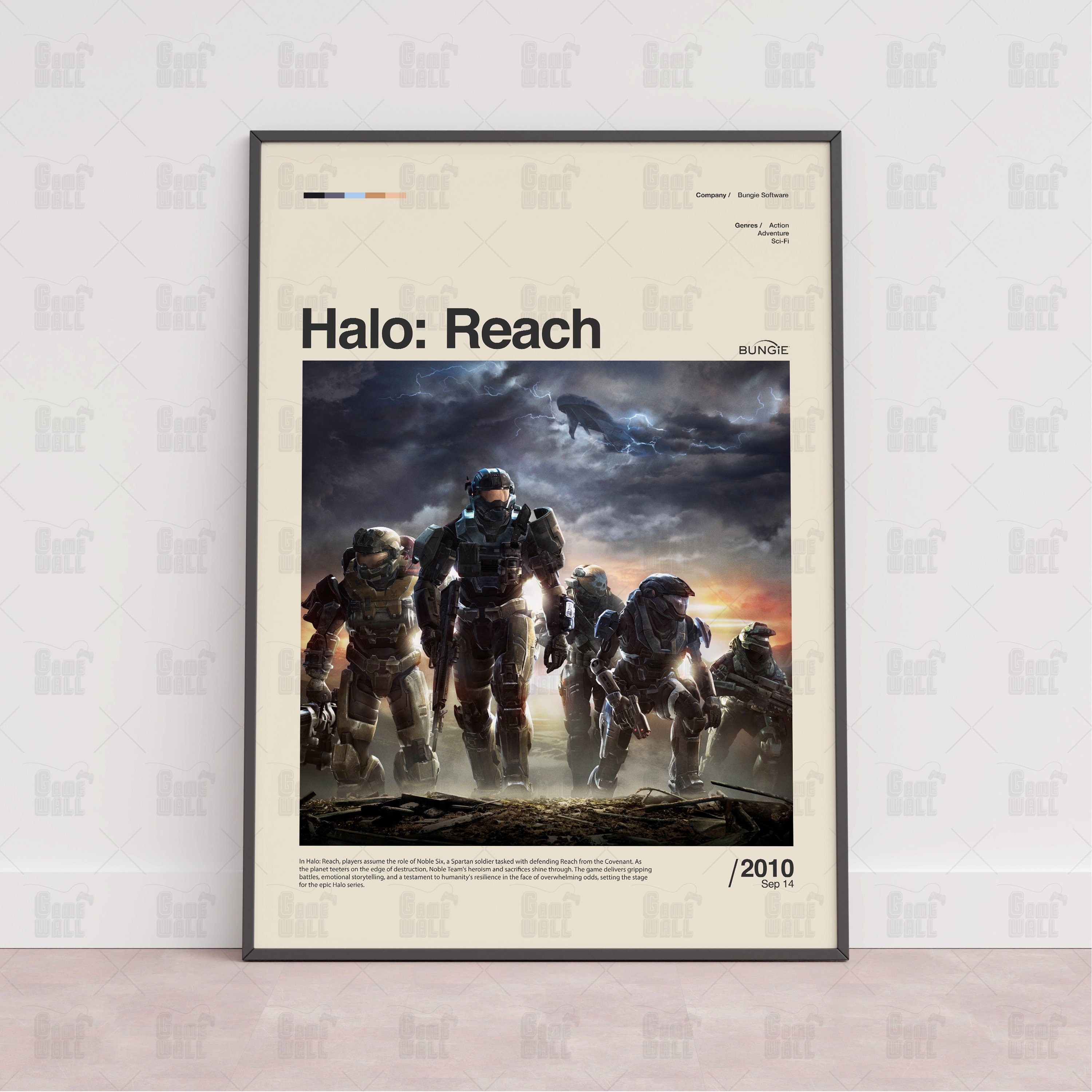 Halo Reach Xbox 360 Xbox One Rare Old Small Promo Poster / Ad Page Framed