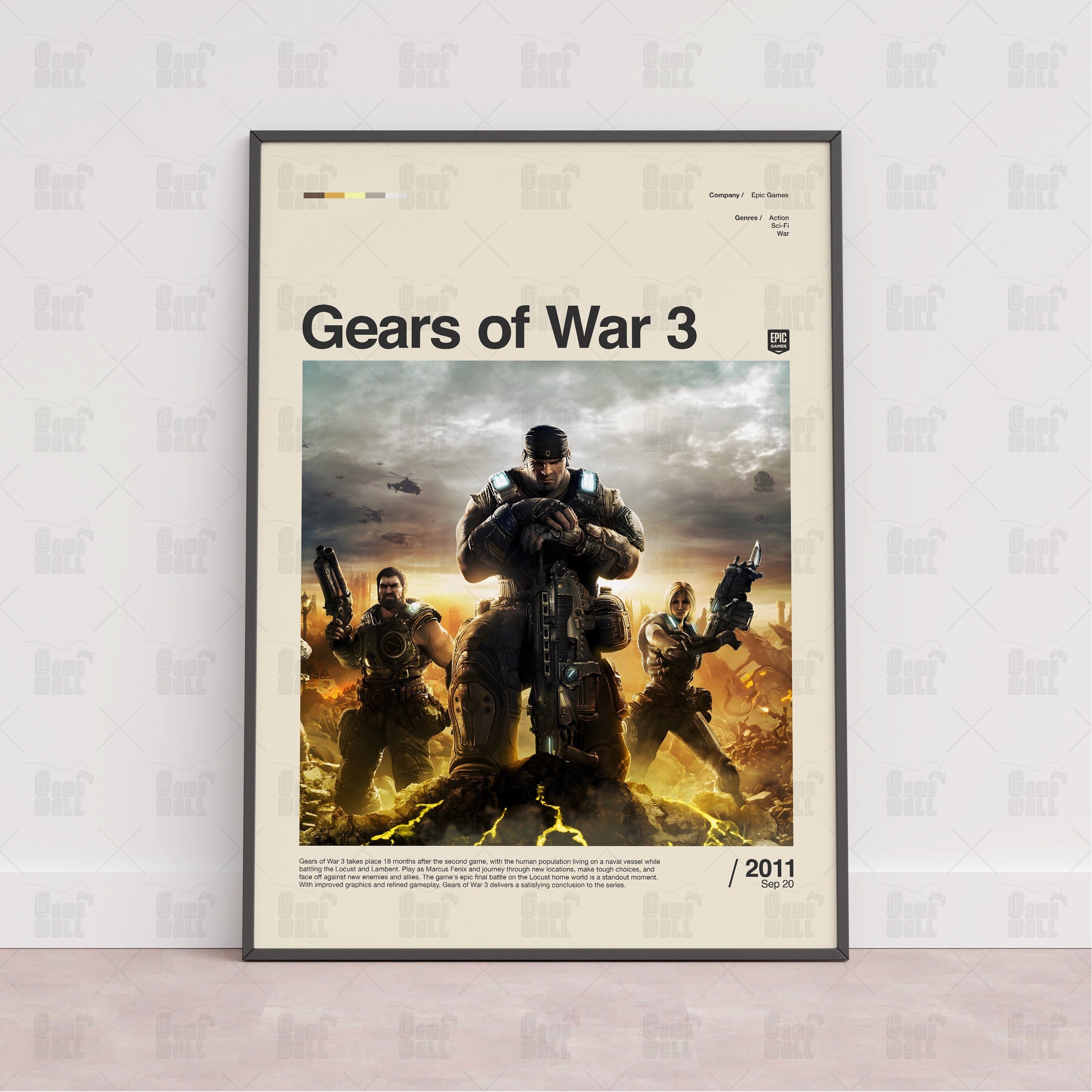 Gears of War - Gears 3 Poster Emoldurado, Quadro em