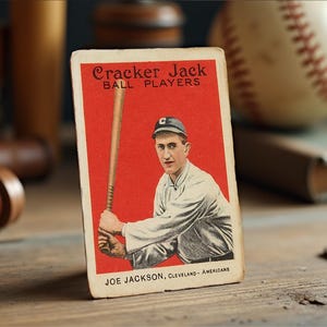 1914 Cracker Jack Joe Jackson Reprint Card - Hand-Aged Vintage Baseball