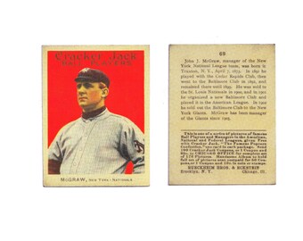 Rare 1914 John McGraw Cracker Jack Baseball Card Reprint - Hand-Aged Collectible for Baseball Enthusiasts!