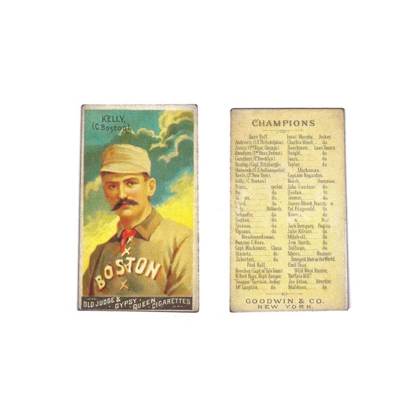 Rare 1888 King Kelly N162 Baseball Card Aged Reprint - Collectable Memorabilia