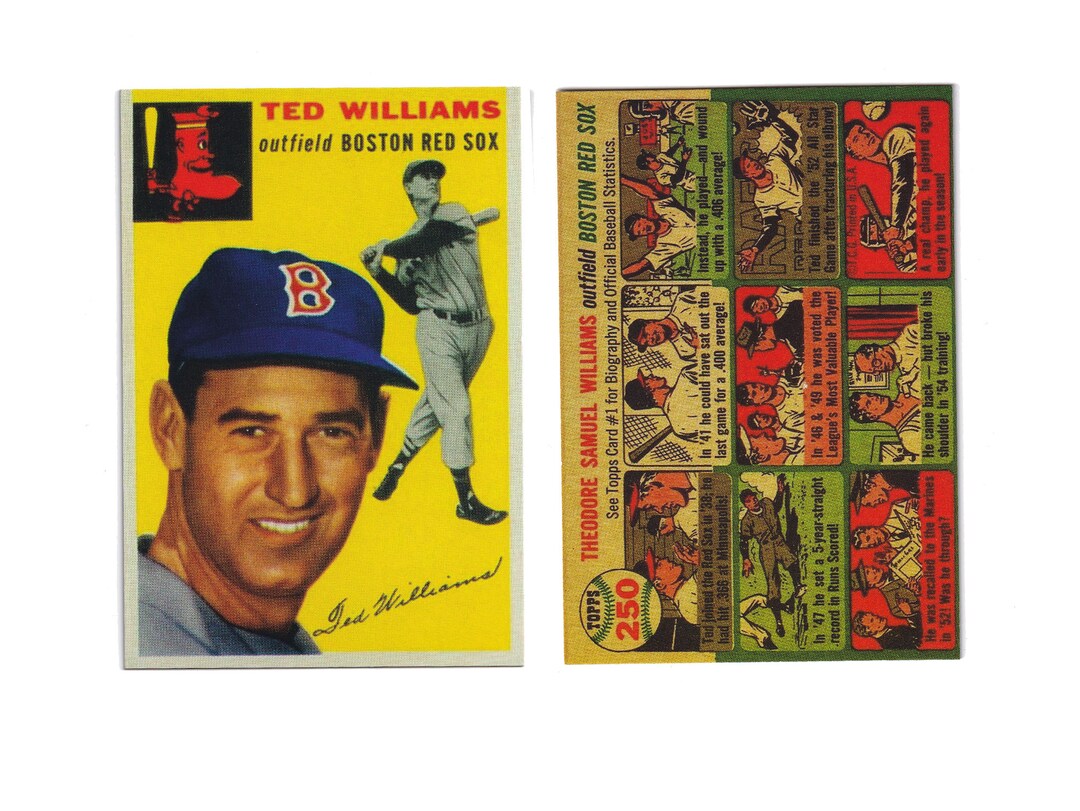 Vintage 1954 Topps Ted Williams Baseball Card Remarkable Etsy
