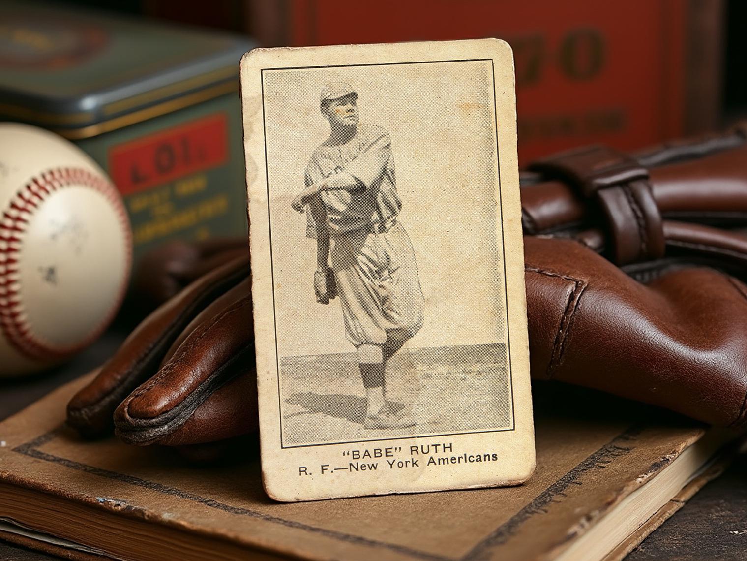 Babe Ruth 1921 American Caramel Series E121 Baseball Card Hand-Aged Reprint, Authentic Vintage Style for Collectors and Gifts Babe Ruth 1921 American Caramel Series E121 Baseball Card Hand-Aged Reprint, Authentic Vintage Style for Collectors and Gifts