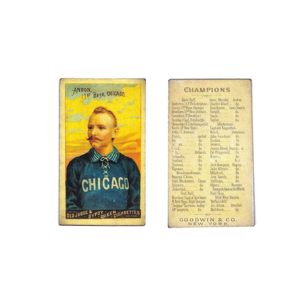 Rare 1888 Cap Anson N162 Baseball Card Aged Reprint - Collectable Memorabilia