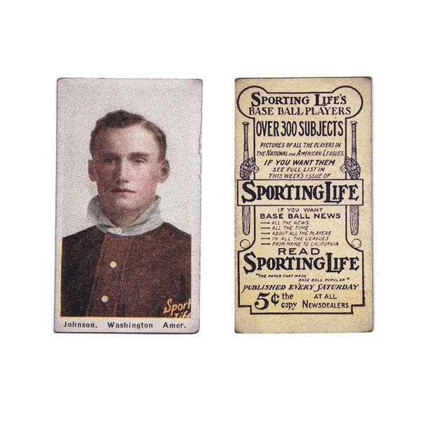 Exceptional 1911 M116 Sporting Life Walter Johnson Baseball Card Reprint - Ideal Collectable!