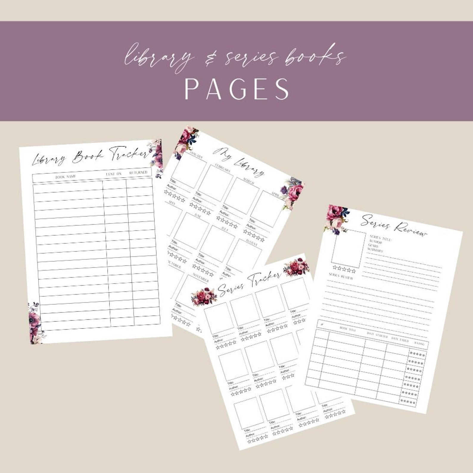 Book Reading Planner - Printable Book Journal - Book Review Template ...