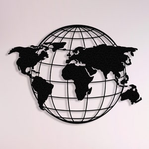 Metal World Map Continents Metal Wall Art Home Office Decoration Metal Wall Design Wall Hanging Entryway Interior Decor World Map Wall Art