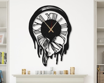 Unique Wall Clock Large Wall Clock Modern Wall Clock Melting Clock Metal Wall Clock Picasso Clock Unique Gift Personalized Clock Silent