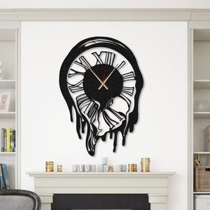 Oversize Modern Metal Wall Clock, Melting Picasso Silent Clock
