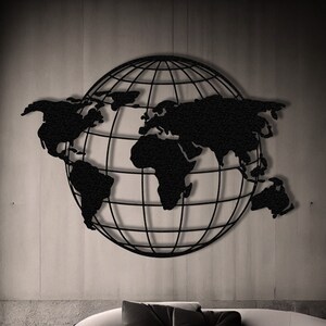 Metal World Map Continents Metal Wall Art Home Office Decoration Metal Wall Design Wall Hanging Entryway Interior Decor World Map Wall Art