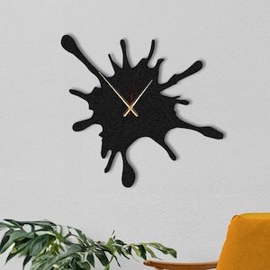 Splash Art Metal Wall Clock: Silent Mechanism Clock Modern Steel Decor, Housewarming Gift image 2