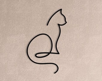 Metal Line Cat Wall Art Cats Decor Cat Lover Gift Hangings Living Room Decor Animal Nursery Wall Art Decor Line Cats Metal Pet Ornament