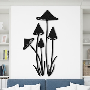 Decorazione a fungo Arte murale in metallo Funghi magici Arte murale Arte murale Arazzi Decorazione per la casa Decorazione per la cucina Decorazione per il soggiorno Cartello a forma di fungo in metallo