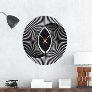 Reloj de pared único, reloj de pared grande, reloj de pared moderno, reloj de pared de metal, reloj geométrico, arte geométrico, decoración geométrica, reloj silencioso de gran tamaño