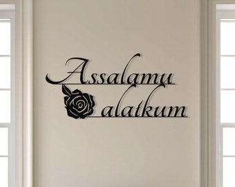 Islamic Calligraphy Wall Art: Assalamu Alaikum Metal Sign (Laser-Cut Steel)