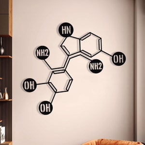 Dopamine And Serotonin Decor Wall Art Metal Wall Art Chemistry Gift Room Decor For Teens Modern Art Science Chemical Wall Decor Geometric