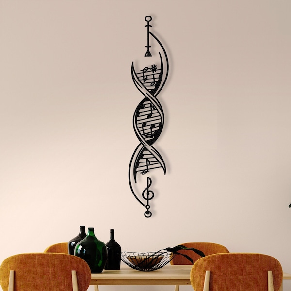 Music Gift Metal Wall Art Music Decor Musician Gift Music Notes Decor DNA Music Decor Wall Hangings Modern Decor Music Lovers Art