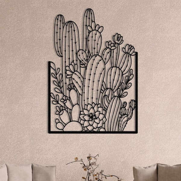 Cactus Metal Wall Art Cactus Decor Housewarming Gift Home Decoration Decorative Artwork Wall Hangings Nature Art Interior Design