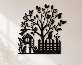 Art mural en métal arbre de vie, décoration d'arbre, oeuvre d'art moderne pour la maison de ferme