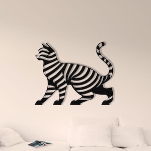Cat Art Metal Wall Art Home Decor Cat Gifts Cat Decor Wall Hangins Funny Cat Cute Cat Decor Pet Gift Room Decor Line Art Minimalist Decor