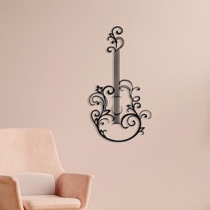 Guitar Decor Metal Wall Decor Abstract Guitar Metal Art Music Gift Line Art Musicians Gifts İdea Home Wall Decor Guitar Gifts Wall Art