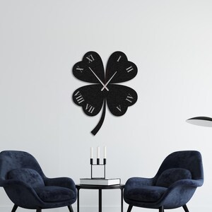 Four Leaf Clover Unique Metal Wall Clock: Modern Minimalist Silent Timepiece