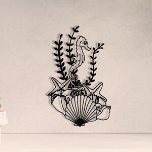 Sea Life Decor Coral Reef Decor Metal Wall Art Sea Moss Sign Sea Shells Decors Ocean Decor Sea Gift Entryway Decoration Fish Restaurant Sign