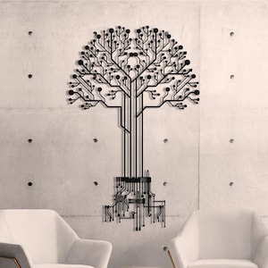 Tree of Life Digital Wall Decor Metal Wall Art Circuit Board Tree Art Gamer Gifts Tree Decor Digital Art Technology Art Teacher Gift Dorm Decor Officiant Gifts Extra Large Decor Modern Decor