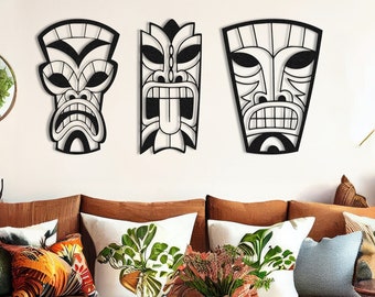 Set Of 3 African Tribal Masks Metal Mask Metal Wall Art Wall Mask Sculpture Wall Hanging Handmade Wall Decor African Wall Mask African Gifts