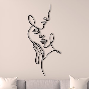 Abstract Face Metal Wall Art Line Art Line Decor Home Decor Couple Gift Metal Decor Wall Hangings Office Decor Unique Wall Art Modern Art