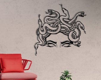 Medusa Decor Metal Wall Art Greek Mythology Decor Minimalist Art Sculpture Unique Birthday Gift Wall Hanging Interior Design Christmas Gift