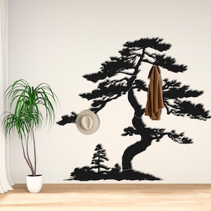 Appendiabiti con gancio, regalo di festa, grande albero, appendiabiti, appendiabiti extra large, arte da parete in metallo, appendiabiti da parete in metallo, appendiabiti moderno