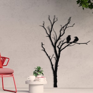 Large Tree Wall Decor Metal Wall Decor Raven On Branch Wall Decor Dead Tree Birds Sign Art Metal Wall Art Home Decor Tree Decor