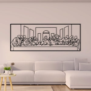 Last Supper Metal Wall Art, Leonardo Da Vinci Kitchen Line Art Home Decor