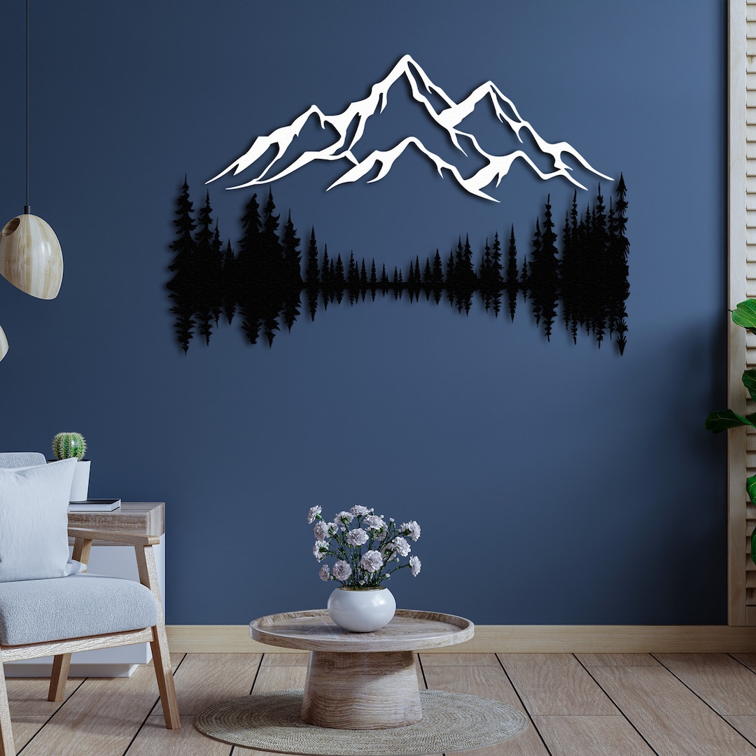Mountain and Forest Metal Wall Art Hill Metal Decor Metal Home ...