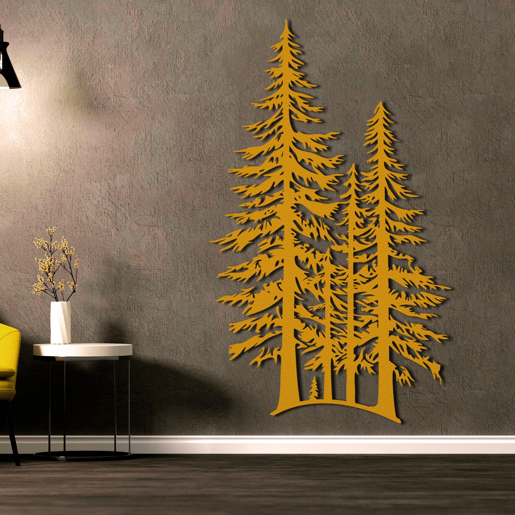 Large Pine Tree Metal Wall Art - Forest Silhouette Wall Decor -modern ...